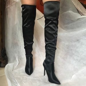 Just Fab Leather Over the Knee Boots